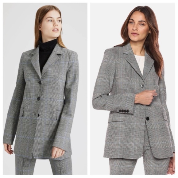 Theory Jackets & Blazers - Theory Cardinal Windowpane Portland Plaid Wool Blazer Womens Size 0 Career